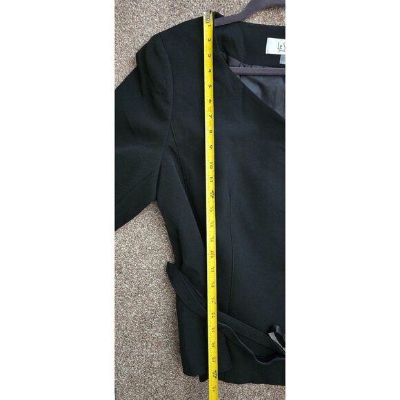 Le Suit Womens Black Jacket With Belt 3/4 Sleeves Size 16W Polyester Blend New W - Picture 6 of 8